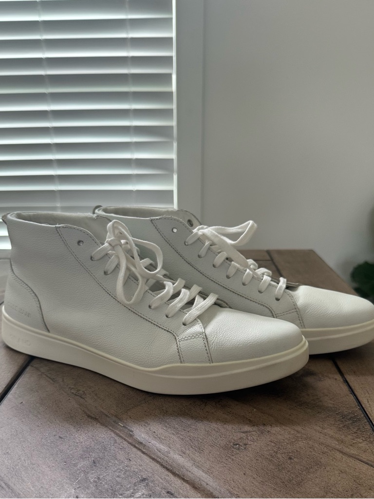 Men’s Cole Haan - Minimalist White Leather High-Top Sneakers - Size 11.5